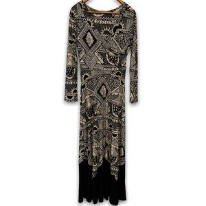 Tua, size XS, Aztec print black/tan maxi dress